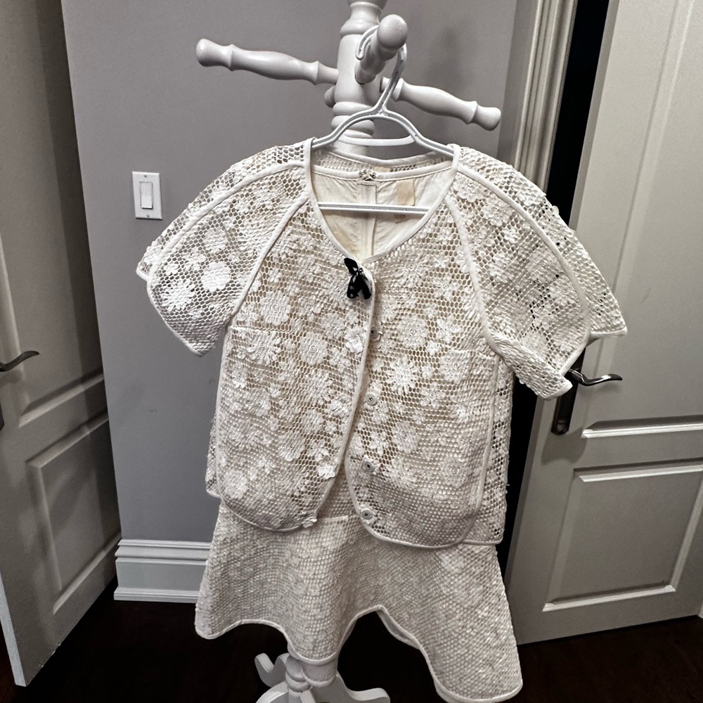 White Crochet Two-Piece Set